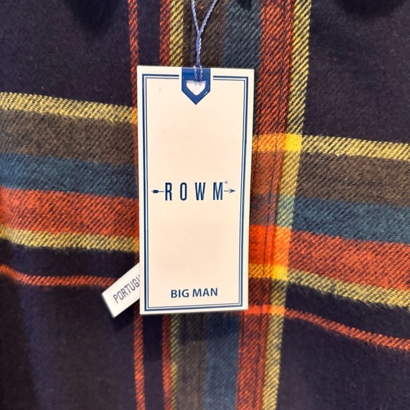 NWT Rowm Big&Tall Nomad Collection Long Sleeve Flannel Button Down Shirt,size4XB - Picture 4 of 12